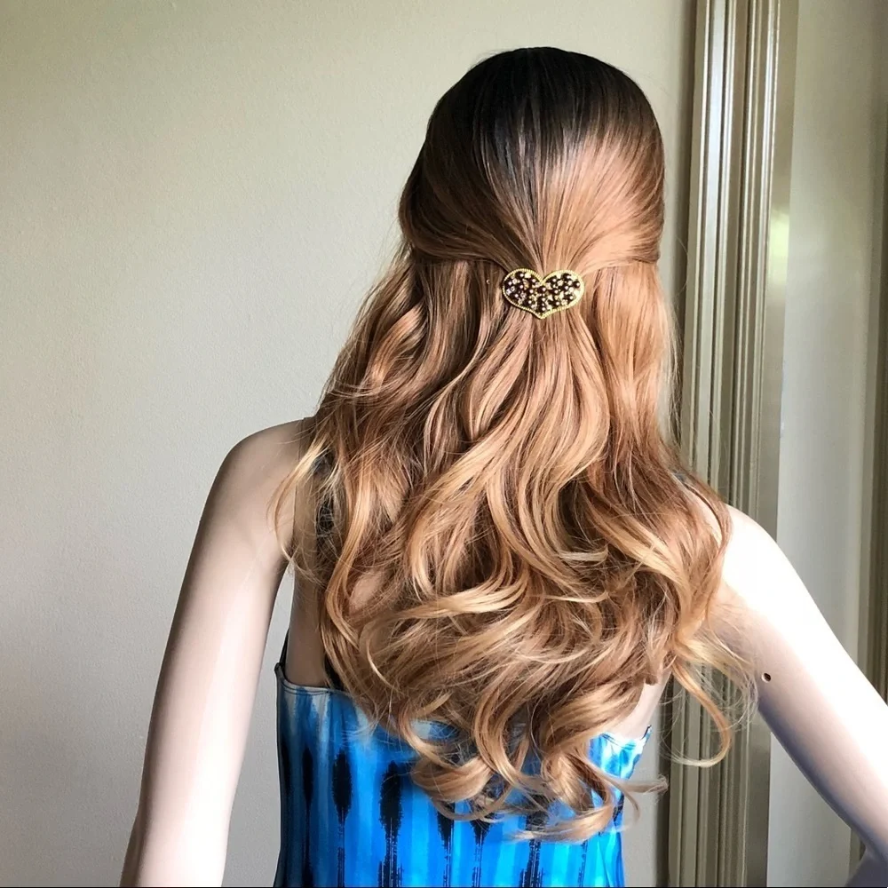 Chocolate Pearl Rhinestone Barrette Hair Clip